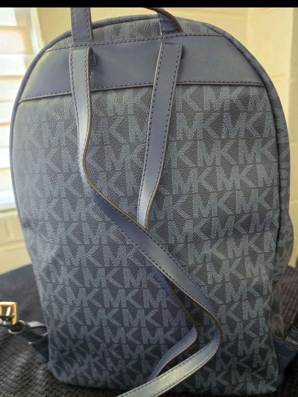 New Michael Kors Men's Navy MK Signature Logo Backpack